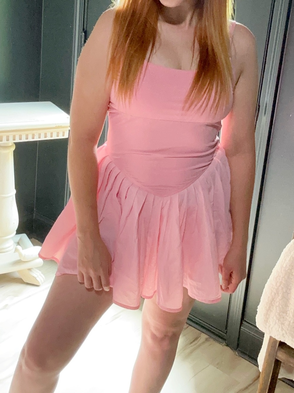 Peach Love California Light Pink Dress with Built in Shorts